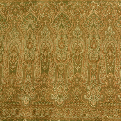 Sanskriti Vintage Green Sarees Pure Satin Silk Banarasi Hand Woven Tanchoi Sari