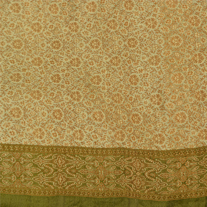 Sanskriti Vintage Green Sarees Pure Satin Silk Banarasi Hand Woven Tanchoi Sari