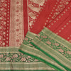Sanskriti Vintage Red/Green Sarees Pure Satin Silk Brocade/Banarasi Sari Sustainable Fabric