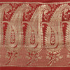 Sanskriti Vintage Red/Green Sarees Pure Satin Silk Brocade/Banarasi Sari Sustainable Fabric