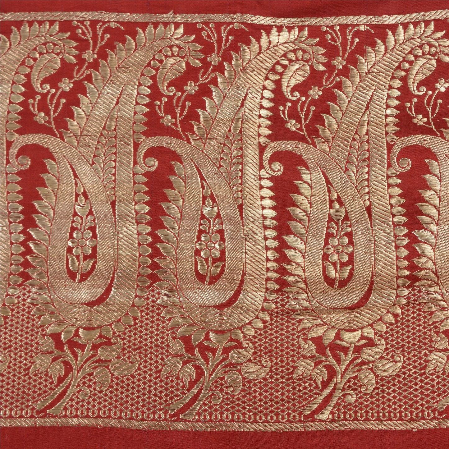 Sanskriti Vintage Red/Green Sarees Pure Satin Silk Brocade/Banarasi Sari Sustainable Fabric