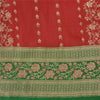 Sanskriti Vintage Red/Green Sarees Pure Satin Silk Brocade/Banarasi Sari Sustainable Fabric
