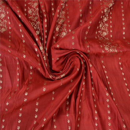 Sanskriti Vintage Red/Green Sarees Pure Satin Silk Brocade/Banarasi Sari Sustainable Fabric