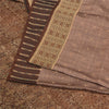 Sanskriti Vintage Brown Indian Sarees Pure Satin Silk Woven Sari Premium Sustainable Fabric