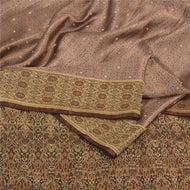 Sanskriti Vintage Brown Indian Sarees Pure Satin Silk Woven Sari Premium Fabric