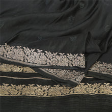 Load image into Gallery viewer, Sanskriti Vintage Black Sarees Pure Satin Silk Hand Woven Brocade Sari 5ydFabric
