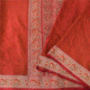 Sanskriti Vintage Sarees Orange Brocade/Banarasi ZariWoven Pure Silk Sari Fabric