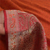 Sanskriti Vintage Sarees Orange Brocade/Banarasi ZariWoven Pure Silk Sari Fabric