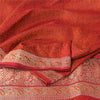 Sanskriti Vintage Sarees Orange Brocade/Banarasi ZariWoven Pure Silk Sari Fabric