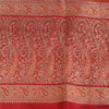 Sanskriti Vintage Sarees Orange Brocade/Banarasi ZariWoven Pure Silk Sari Fabric