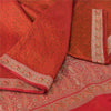 Sanskriti Vintage Sarees Orange Brocade/Banarasi ZariWoven Pure Silk Sari Fabric