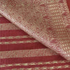 Sanskriti Vintage Sarees Red Brocade/Banarasi Zari Woven Pure Satin Sari Fabric