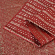 Sanskriti Vintage Sarees Red Brocade/Banarasi Zari Woven Pure Satin Sari Fabric