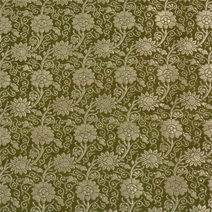 Sanskriti Vintage Sarees Green BrocadeBanarasi Zari Woven Pure Satin Sari Sustainable Fabric