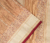 Sanskriti Vintage Dark Peach Sarees Pure Satin Silk Banarasi Brocade Craft Sari