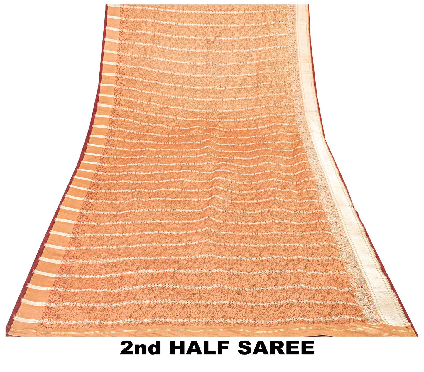 Sanskriti Vintage Dark Peach Sarees Pure Satin Silk Banarasi Brocade Craft Sari