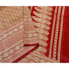 Sanskriti Vintage Red Sarees Pure Satin Silk Banarasi Brocade 5Yd Fabric Sari