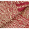 Sanskriti Vintage Red Sarees Pure Satin Silk Banarasi Brocade 5Yd Fabric Sari