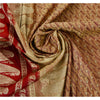 Sanskriti Vintage Red Sarees Pure Satin Silk Banarasi Brocade 5Yd Fabric Sari