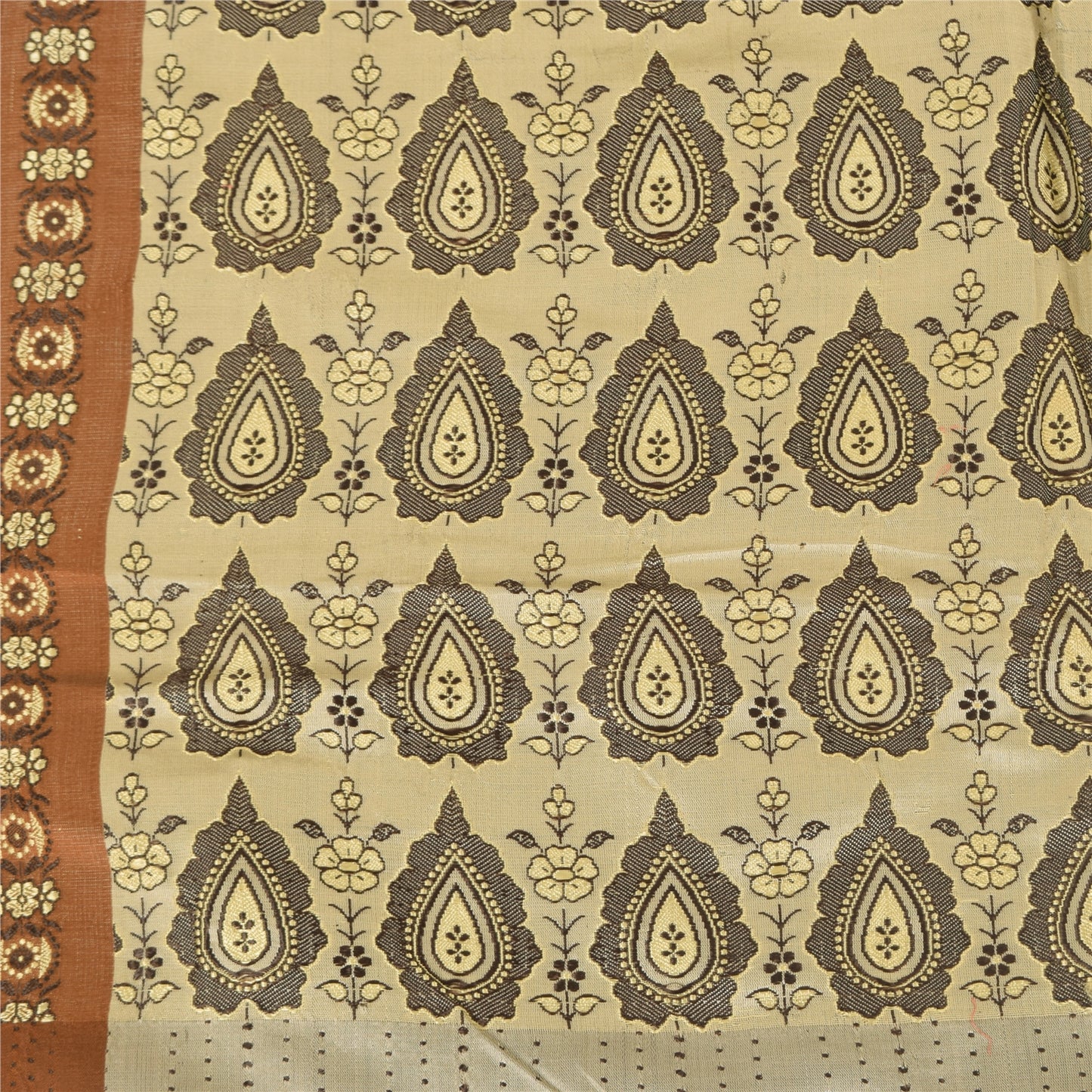 Sanskriti Vintage Indian Sarees Pure Satin Silk Woven Banarasi Sari Craft Sustainable Fabric