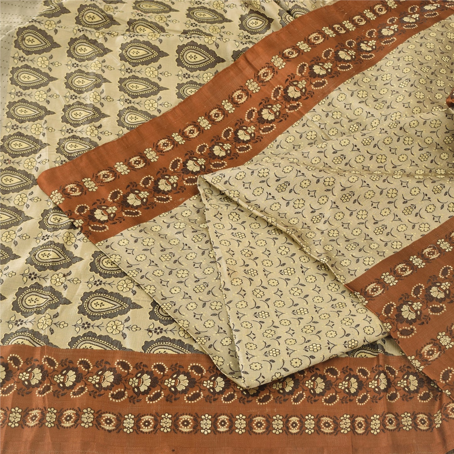 Sanskriti Vintage Indian Sarees Pure Satin Silk Woven Banarasi Sari Craft Sustainable Fabric