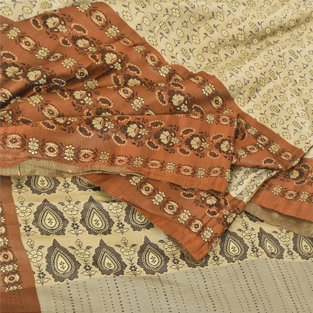 Sanskriti Vintage Indian Sarees Pure Satin Silk Woven Banarasi Sari Craft Sustainable Fabric