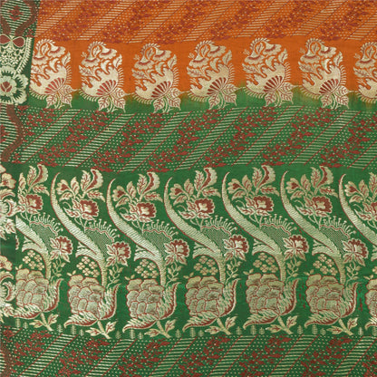 Sanskriti Vintage Sarees Pure Satin Silk Brocade/Banarasi Woven Sari 5yd Sustainable Fabric