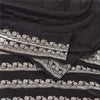 Sanskriti Vintage Black Sarees Pure Satin Silk Banarasi Woven Sari Craft Sustainable Fabric