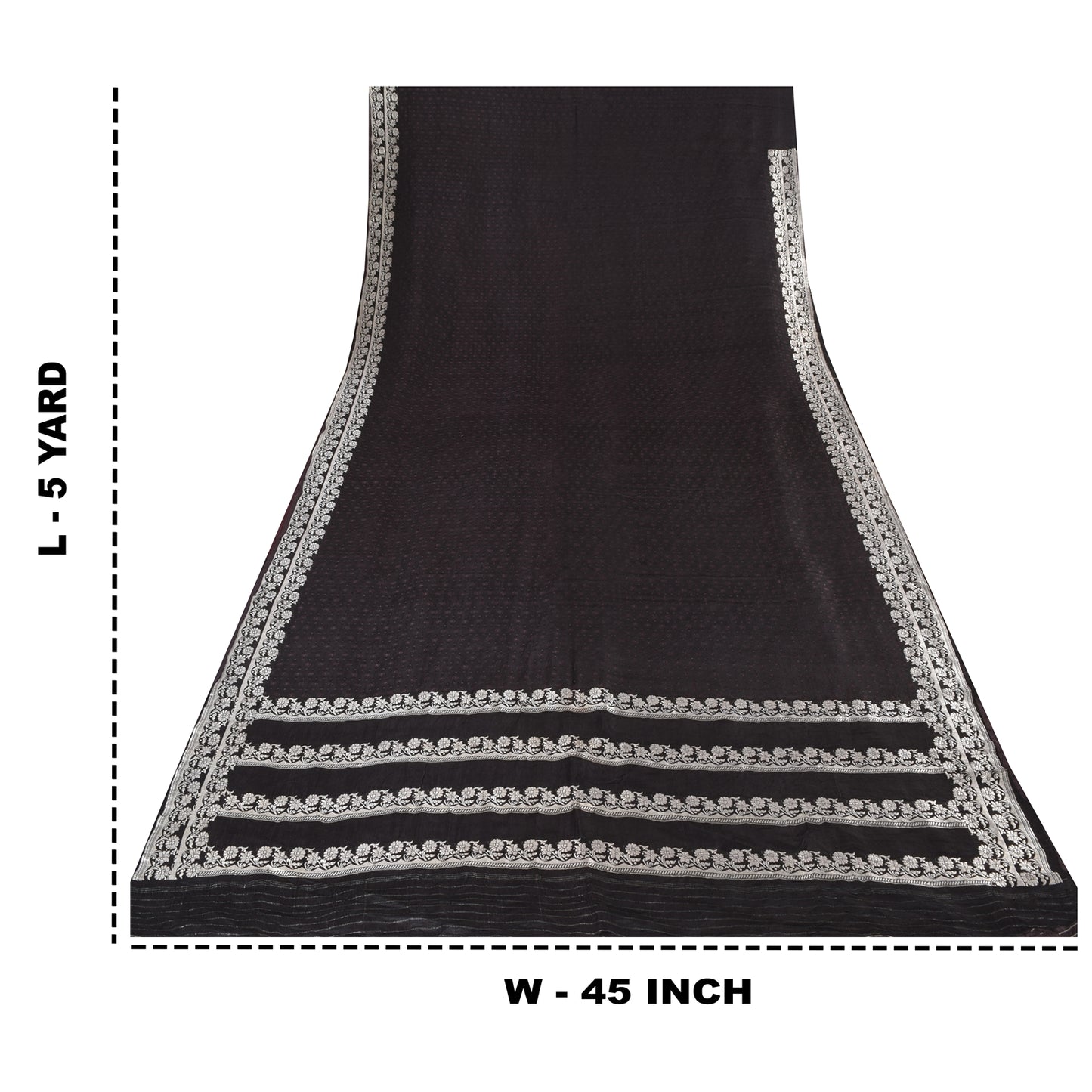 Sanskriti Vintage Black Sarees Pure Satin Silk Banarasi Woven Sari Craft Sustainable Fabric