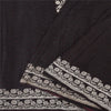 Sanskriti Vintage Black Sarees Pure Satin Silk Banarasi Woven Sari Craft Sustainable Fabric