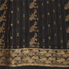 Sanskriti Vintage Indian Black Sarees Pure Silk Woven Brocade Sari Craft Sustainable Fabric