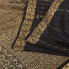 Sanskriti Vintage Indian Black Sarees Pure Silk Woven Brocade Sari Craft Sustainable Fabric