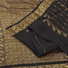 Sanskriti Vintage Indian Black Sarees Pure Silk Woven Brocade Sari Craft Sustainable Fabric