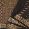 Sanskriti Vintage Indian Black Sarees Pure Silk Woven Brocade Sari Craft Sustainable Fabric