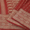 Sanskriti Vintage Red Sarees Pure Silk Brocade/Banarasi Woven Sari Craft Fabric