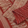 Sanskriti Vintage Red Sarees Pure Silk Brocade/Banarasi Woven Sari Craft Fabric