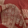 Sanskriti Vintage Red Sarees Pure Silk Brocade/Banarasi Woven Sari Craft Fabric