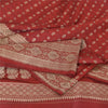 Sanskriti Vintage Red Sarees Pure Silk Brocade/Banarasi Woven Sari Craft Fabric
