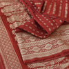 Sanskriti Vintage Red Sarees Pure Silk Brocade/Banarasi Woven Sari Craft Fabric