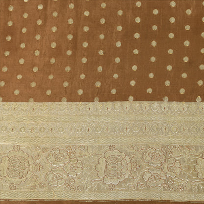 Sanskriti Vintage Sarees Pure Satin Silk Brocade/Banarasi Woven Sari 5yd Fabric