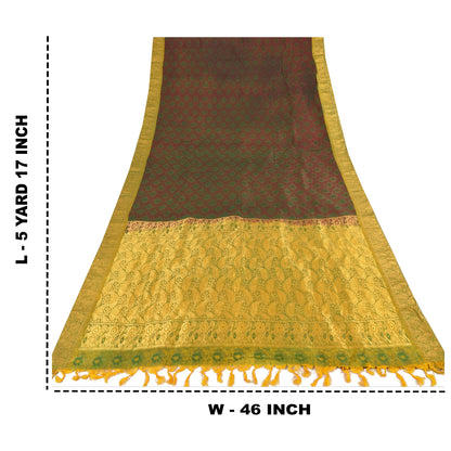 Sanskriti Vintage Indian Sarees Pure Silk Brocade/Banarasi Woven Sari 5yd Sustainable Fabric