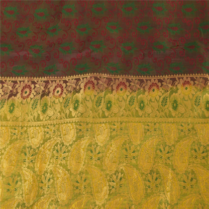 Sanskriti Vintage Indian Sarees Pure Silk Brocade/Banarasi Woven Sari 5yd Sustainable Fabric