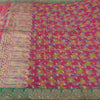 Sanskriti Vintage Red Sarees Pure Satin Silk Banarasi Brocade Craft Fabric Sari