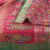 Sanskriti Vintage Red Sarees Pure Satin Silk Banarasi Brocade Craft Fabric Sari