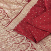Sanskriti Vintage Red Sarees Pure Satin Silk Woven Banarasi Brocade Fabric Sari