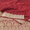 Sanskriti Vintage Red Sarees Pure Satin Silk Woven Banarasi Brocade Fabric Sari