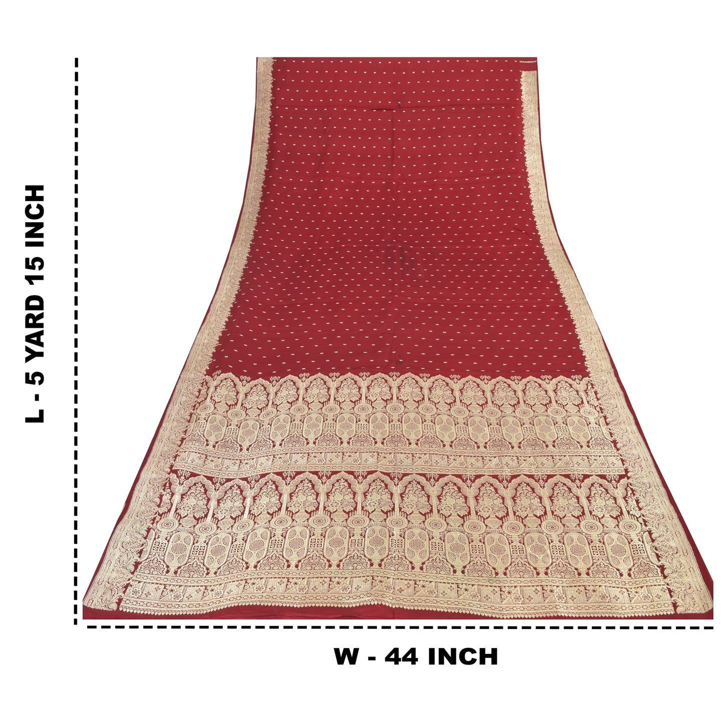 Sanskriti Vintage Red Sarees Pure Satin Silk Woven Banarasi Brocade Fabric Sari