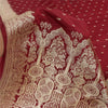 Sanskriti Vintage Red Sarees Pure Satin Silk Woven Banarasi Brocade Fabric Sari