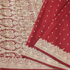 Sanskriti Vintage Red Sarees Pure Satin Silk Woven Banarasi Brocade Fabric Sari