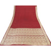 Sanskriti Vintage Red Sarees Pure Satin Silk Woven Banarasi Brocade Fabric Sari